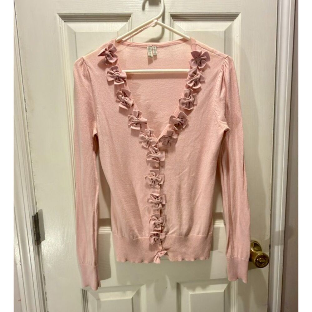 Madison Soft Pink Rosette Accent Cardigan